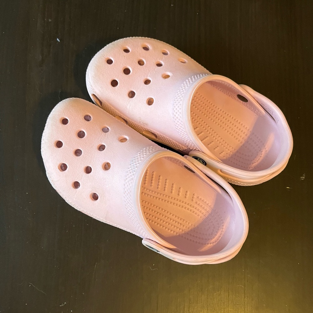 Pale pink kids Crocs size J2